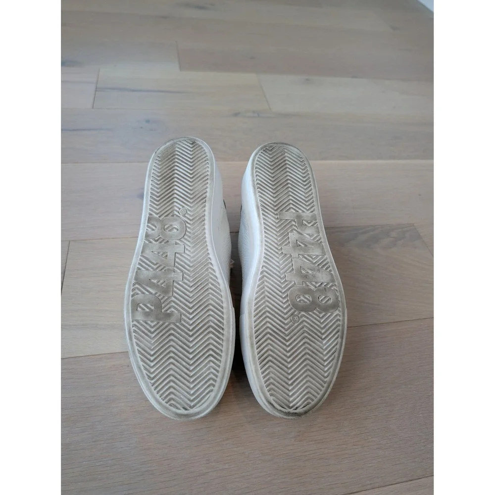 P448 John White Leather Sneakers Gray Suede Low Top US 9/EU 40